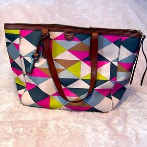 Gorgeous leather Fossil zip-top Tote NWOT
